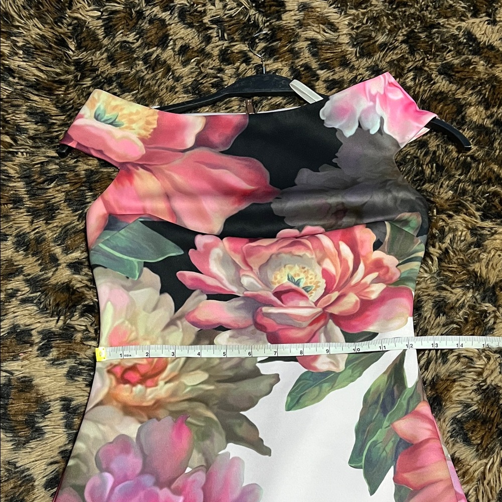 Ted Baker Black and Pink Floral Midi Dress - Picture 9 of 11